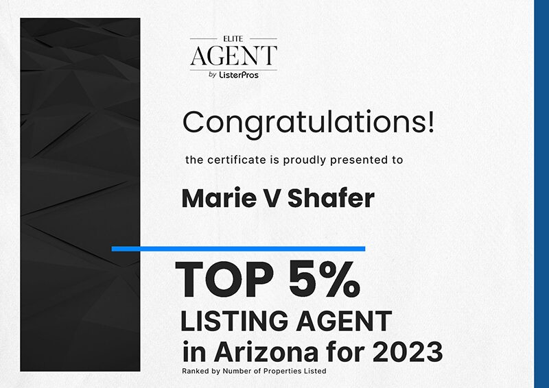 Award Certificate for being a Top 5% agent in AZ